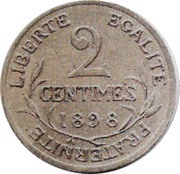 2 centimes Daniel-Dupuis Epreuve en argent, France, 1898 reverse image