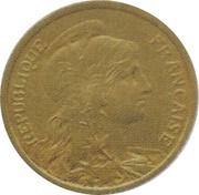 2 Centimes Piéfort en bronze doré obverse image