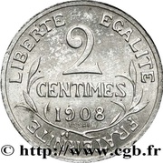 2 Centimes Essai piéfort en aluminium reverse image