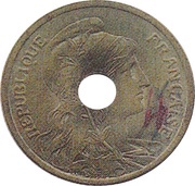 2 Centimes Essai perforé en laiton obverse image
