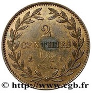 2½ Centimes - Charles X pattern of Tiolier, France, 1825 reverse image