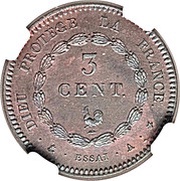 3 Centimes - Louis Philippe pattern of Domard, France, 1831-1842 reverse image