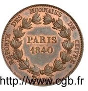 5 Centimes - Louis-Philippe pattern of Barre, France, 1840 reverse image