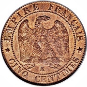 5 Centimes - Napoleon III, France, 1861-1865 reverse image