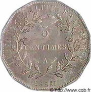 5 Centimes Essai en maillechort de Lorthior reverse image