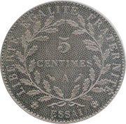 5 Centimes Dupré Essai en maillechort de Dupré reverse image