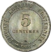5 centimes Essai en maillechort de Merley, type II à 16 pans, France, 1887 reverse image