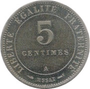 5 centimes Essai en maillechort de Merley, type II à 16 pans, France, 1887 reverse image