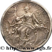 5 centimes Daniel-Dupuis Essai en argent sur flan mat, France, 1897 reverse image