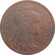 5 Centimes Essai tête à droit sur flan mat obverse image
