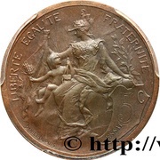5 centimes Daniel-Dupuis Essai en bronze, France, 1897 reverse image