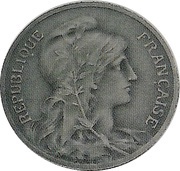5 centimes Daniel-Dupuis Piéfort en bronze argenté sur flan mat obverse image