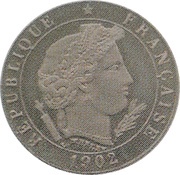 5 Centimes Essai piéfort en maillechort de Merley, type II obverse image