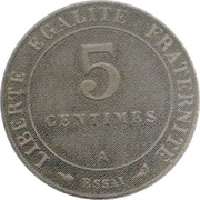 5 Centimes Essai piéfort en maillechort de Merley, type II, France, 1902 reverse image