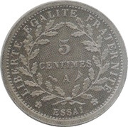 5 centimes Essai en nickel de Merley, type I à 20 pans, France, 1905 reverse image