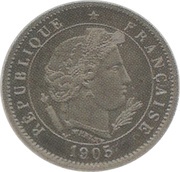 5 centimes Essai en nickel de Merley, type I listel large obverse image