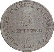 5 Centimes Essai en maillechort de Merley, type II, France, 1905 reverse image