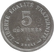 5 Centimes Essai en maillechort de Merley, type II à 18 pans, France, 1905 reverse image