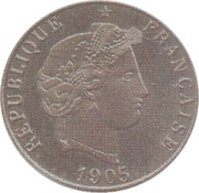 5 Centimes Essai en nickel de Merley, type II, petit module obverse image