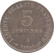 5 Centimes Essai en nickel de Merley, type II, petit module, France, 1905 reverse image