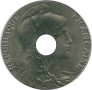 5 centimes Daniel-Dupuis Epreuve en nickel, perforé obverse image