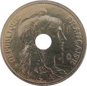 5 centimes Daniel-Dupuis Essai en laiton perforé et numéroté obverse image
