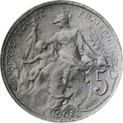 5 centimes Daniel-Dupuis Essai piéfort en aluminium reverse image