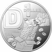 1 Dollar - Elizabeth II 6th Portrait - The Great Aussie Coin Hunt 3 - Letter D; Silver Proof, Australia, 2022 reverse image