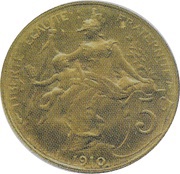 5 centimes Daniel-Dupuis Epreuve en laiton reverse image