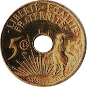 5 centimes Essai en or de Pillet reverse image