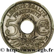 5 Centimes Big modul, Nickel, Trial, France, 1914 reverse image