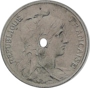 5 centimes Daniel-Dupuis Epreuve en nickel perforée obverse image