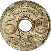 5 centimes Lindauer Essai en cupronickel, poids léger reverse image