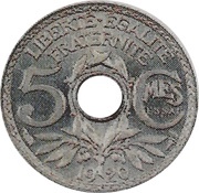 5 centimes Essai piéfort en cupronickel reverse image