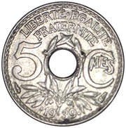 5 Centimes with dots around date reverse image