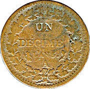 1 Décime change of the 2 décimes, France, 1795-1796 reverse image