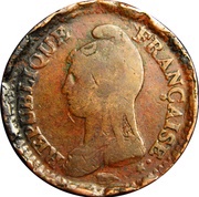 1 Décime 2 Décime Overstrike obverse image
