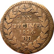 1 Décime - Napoleon I, France, 1814 reverse image