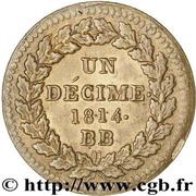 1 Décime - Louis XVIII heavy type, France, 1814 reverse image