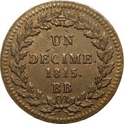 1 Décime - Napoleon I, France, 1815 reverse image