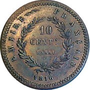 10 Centimes - Napoleon II pattern, France, 1816 reverse image