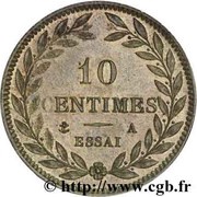 10 Centimes - Charles X pattern of Tiolier, France, 1824 reverse image