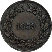 10 Centimes Pattern; without effigy, France, 1839 reverse image