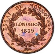 1 Décime pattern of Barre and Tiolier with the modul of 1 decime, France, 1839 reverse image