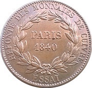 1 Décime - Louis Philippe I pattern of Barre with an modul of 1 decime, France, 1840 reverse image