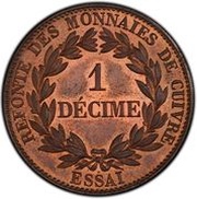 1 Décime pattern of Barre, poids léger, France, 1840 reverse image