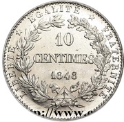10 Centimes pattern by Borrel, France, 1848 reverse image