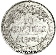 10 Centimes pattern by Dantzell, France, 1848 reverse image
