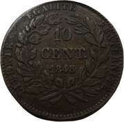 10 Centimes pattern by Desboeufs, France, 1848 reverse image