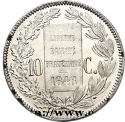 10 Centimes pattern by Dieudonné, France, 1848 reverse image